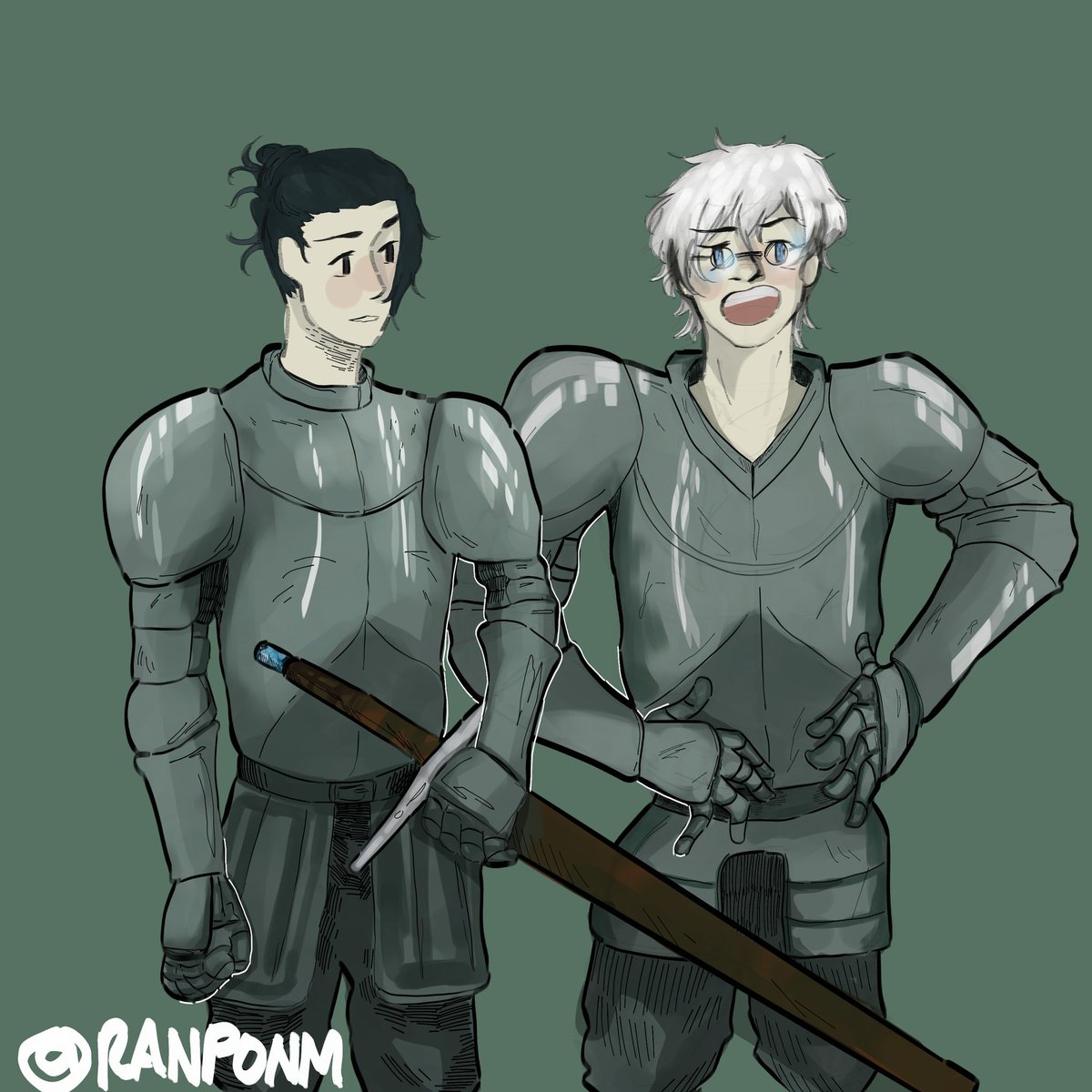 ranponm's tweet photo. i lovr making medieval something so here's Gojo and Geto in armor #jjk #jujutsukaisen https://t.co/w774cIRO0Z