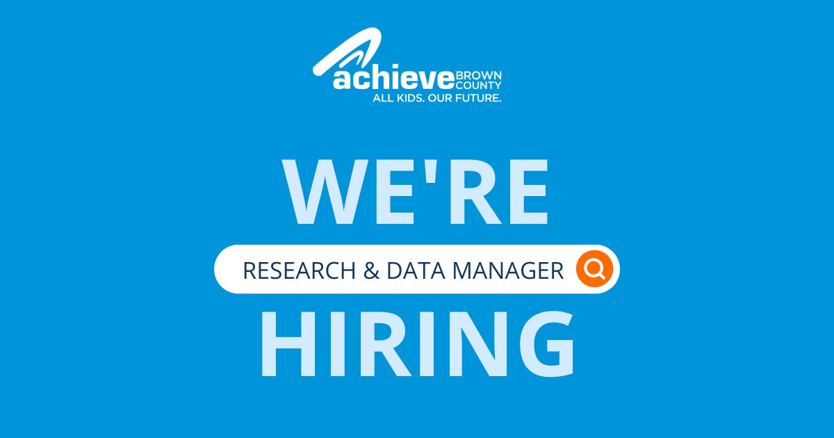 If you love:
✅ Deep-diving into data
✅ Developing strategy, relationships, and resources
✅ Preparing and sharing findings with teammates, partners and the community

... then you'd make a great Research and Data Manager! 
Apply here: achievebrowncounty.org/about-us/caree…