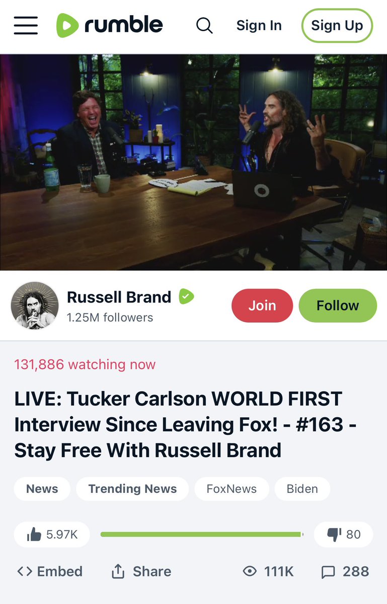 rustyrockets's tweet photo. Missed my conversation with @TuckerCarlson ?! Catch up now on Tucker’s FIRST interview since leaving Fox. If you were with us LIVE - let me know what you thought of our chat!👇💬  https://t.co/ISKaiSI4R3 https://t.co/22QUx7UKaC