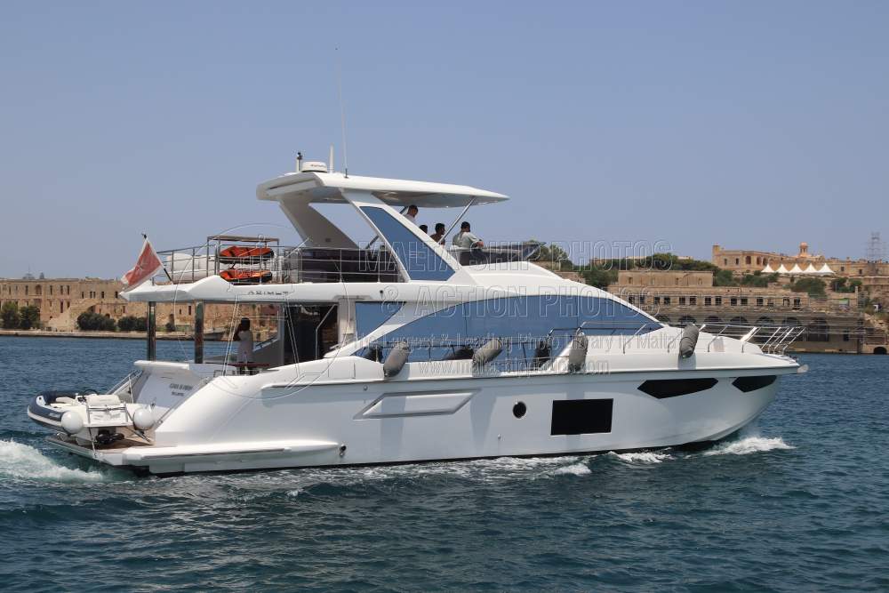 Shipguru's tweet photo. #Azimut60 #motoryacht #GAIA_&_NINA #leaving #MarsamxettHarbour, #Malta - 01.07.2023 - https://t.co/nfgboxcB5B - NO PHOTOS can be used or manipulated without our permission @AzimutYachtsHK https://t.co/82cbgGe1yt