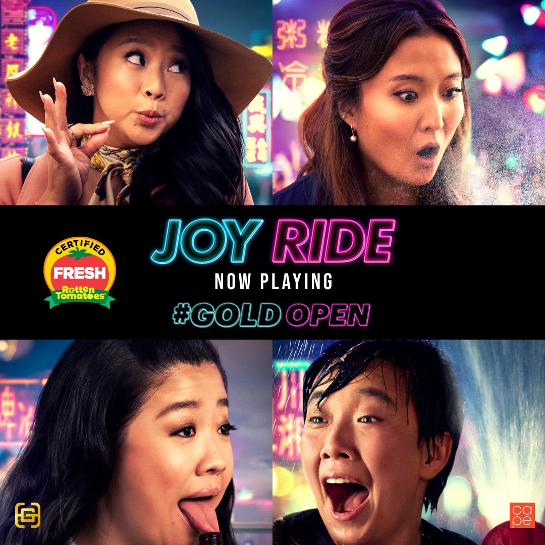 GoldHouseCo's tweet photo. buckle up bbs, @JoyRideMovie is in theaters and Certified Fresh! grab your ride or die and head to the theaters this weekend.

Tag #GoldOpen and @goldhouseco and we'll share the best posts! https://t.co/xOtzWMuV8C