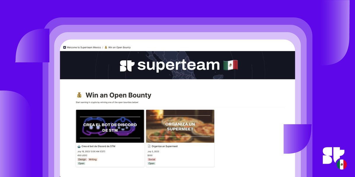 SuperteamMX's tweet photo. 🇲🇽¡Atención México! #SuperteamMX te necesita. Participa en nuestras open bounties, gana $USDC 💸 y forma parte de @SuperteamDAO.
Descubre cómo aquí 👇
https://t.co/4Graw4f6Mf
¡Es tu momento de brillar! 🚀 https://t.co/s6zcYjAo97