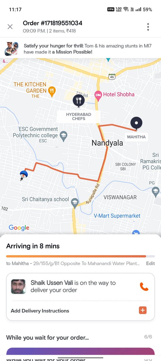 sutejguru's tweet photo. ha ha ha, it's been 2 hours and still says 8 min to deliver @Swiggy @SwiggyCares what you say. How about my refund ???? https://t.co/mwLWWgQ3Vt