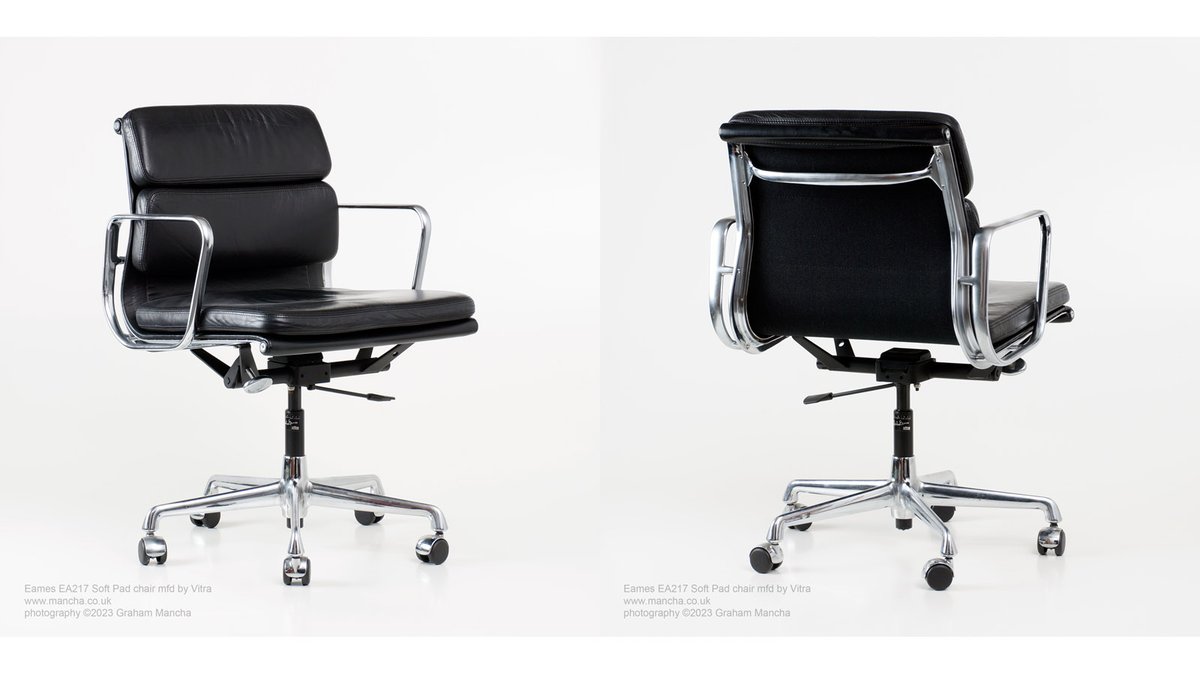 GrahamMancha's tweet photo. Vintage Eames EA217 Soft Pad work chair. A timeless classic in black leather. For sale, seven in stock.
#eames #vitra #chair #seated https://t.co/MxqSTLpRNc