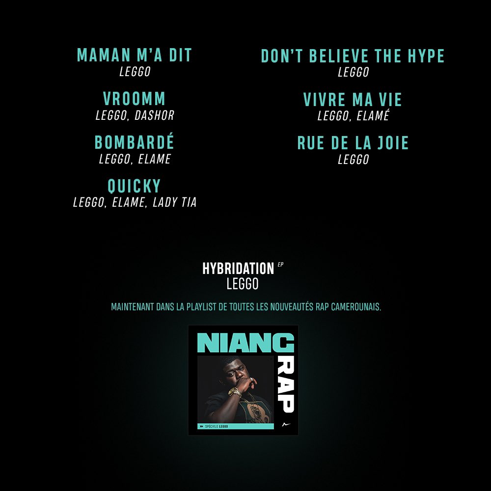 izrapcam's tweet photo. Retrouvez le projet de @leggoriendeplus et les autres nouveautés de la semaine dans #NiangRap sur  @SpotifyAfrica via ➡️ https://t.co/HO2wjFYCb7

#vivelerapcamer #izrapcam https://t.co/hG3fz1LPcf