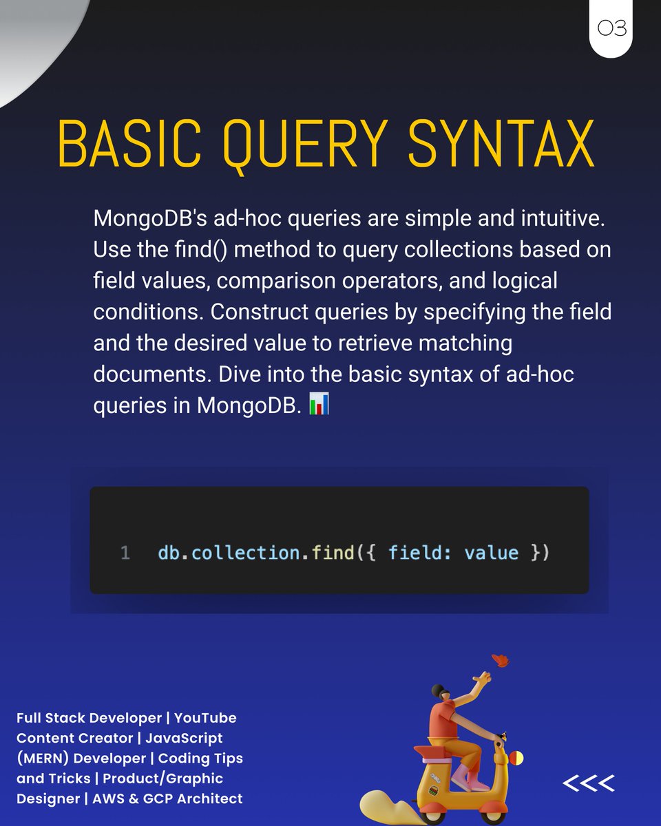 dominic_azuka's tweet image. Filtering with Operators: 🎯 Fine-tune your ad-hoc queries in MongoDB with powerful filtering operators! Filter by value, range, and more to extract exactly what you need. Example below
#MongoDB #AdHocQueries #DataFiltering