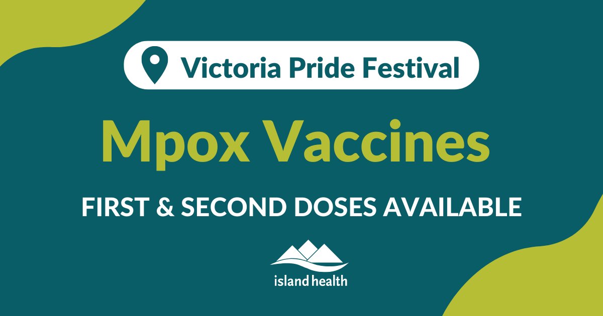 On July 9, public health nurses will be at the #Victoria Pride Festival in the Park to offer doses of #Mpox vaccine. They will be at the First Aid tent in MacDonald Park from 12 p.m. to 4 p.m. 

Find more info on mpox vaccine eligibility: islandhealth.ca/mpox. <a href="/VictoriaPride/">Victoria Pride Society</a>
