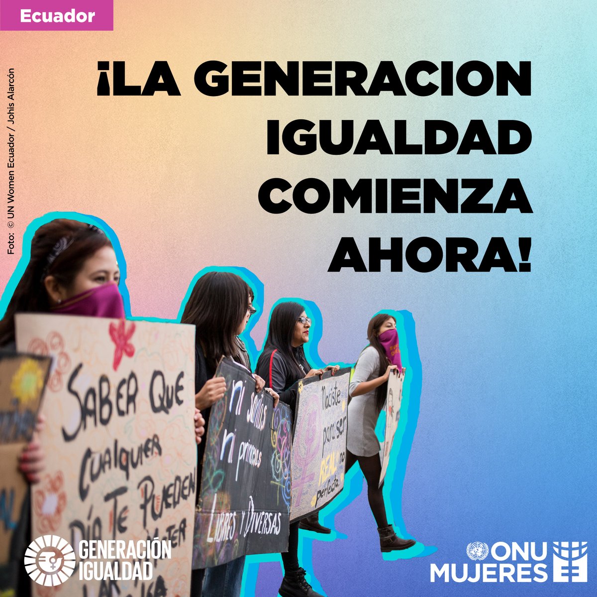 onumujeresEcu's tweet photo. 📢Hoy en día hombres, mujeres, niños y niñas de todo el mundo están trabajando para que se defiendan los derechos humanos y se logre la igualdad de género. Súmate a la #GeneraciónIgualdad 🙋‍♀️🙋‍♂️🌎 https://t.co/lCiq957rTp
