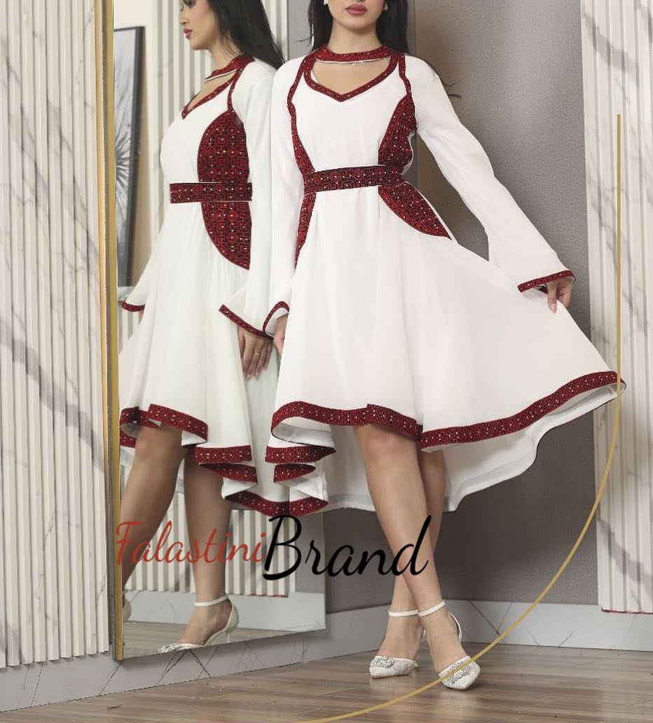 FalastiniB's tweet photo. White and Red Palestinian Embroidered Short Dress https://t.co/Yv8zAb0XCa https://t.co/QJtk8egJVE