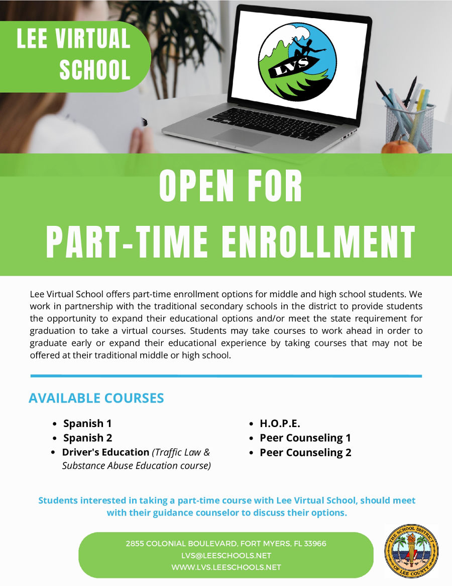 MarinerMiddle's tweet photo. Happy World Chocolate Day!

ICYMI

Mariner Middle would like to invite you to attend our Open House, August 8th at 5:30

Lee VIrtual School is offering part-time enrollment! See the attached flyer for more details!

We hope you had a great Independence Day! https://t.co/1Zgcd7DaWo