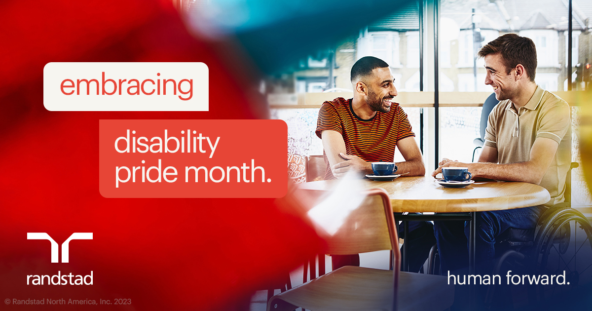 RandstadUSA's tweet image. Join us in honoring #DisabilityPrideMonth. 💙

As a #HumanForward company, we are committed to fostering an inclusive workplace that embraces the talents &amp;amp; unique perspectives of those with disabilities. Let's honor their achievements &amp;amp; empower everyone to thrive together.🤝