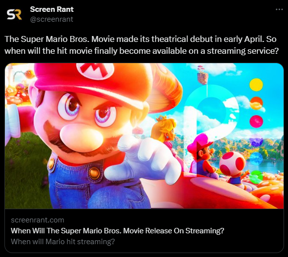 When Will The Super Mario Bros. Movie Start Streaming?