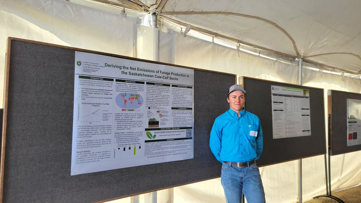 Livestock & Forage Centre of Excellence (@lfce_usask) on Twitter photo Congrats Judson Christopherson from <a href="/usask/">U of Saskatchewan</a> <a href="/agbiousask/">USask AgBio</a>. 3rd place in grad student poster competition at our Summer Field Day presented by <a href="/Agribition/">Canadian Western Agribition</a> "Deriving, analyzing, valuating net carbon emissions from forage production in Sask. cow-calf sector" supervisor <a href="/stuartsmyth66/">Stuart Smyth</a> Congrats Judson Christopherson from <a href="/usask/">U of Saskatchewan</a> <a href="/agbiousask/">USask AgBio</a>. 3rd place in grad student poster competition at our Summer Field Day presented by <a href="/Agribition/">Canadian Western Agribition</a> "Deriving, analyzing, valuating net carbon emissions from forage production in Sask. cow-calf sector" supervisor <a href="/stuartsmyth66/">Stuart Smyth</a>