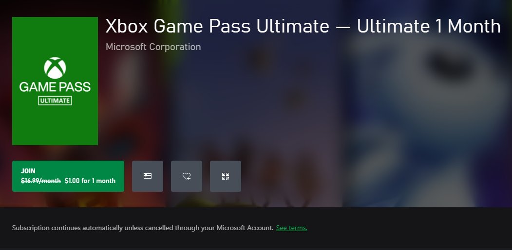 Xbox Game Pass 1 Month Ultimate Membership