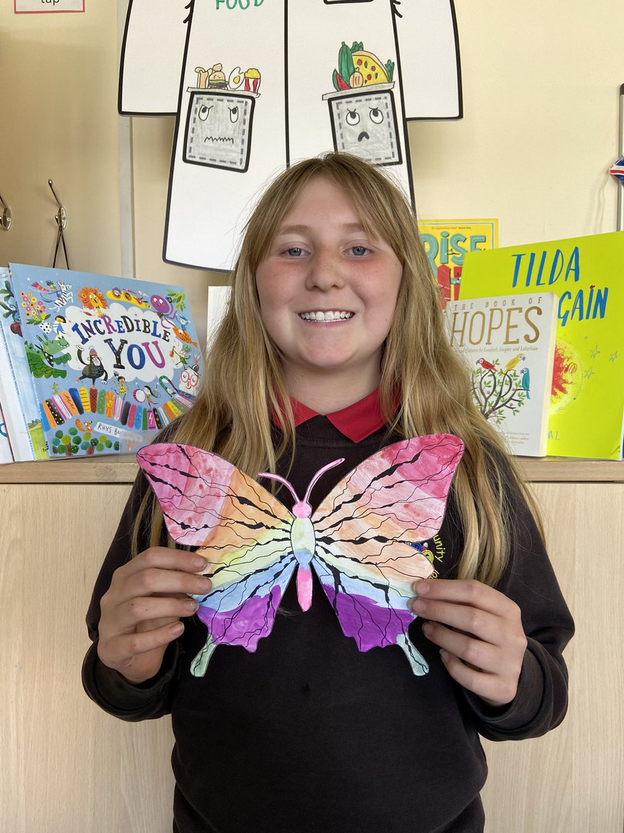 BrunswickS13's tweet image. Azara proudly showed us her butterfly artwork showcasing excellent watercolour &amp;amp; line skills. 🤩 #amazingart
