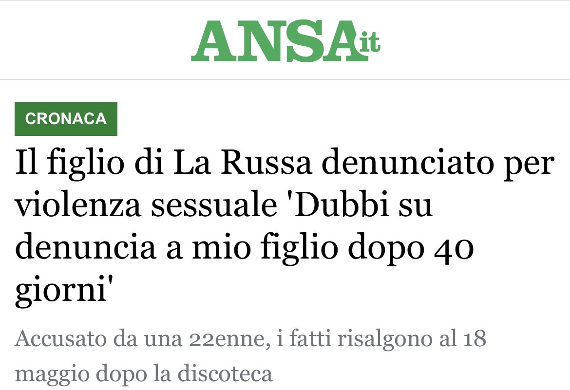 La destra continua a delegittimare i giudici.
Ignazio La Russa da Presidente del #Senato a magistrato in un secondo.
Ha rimproverato il figlio e dice che non è successo niente di penalmente rilevante. La colpevolezza verrà accettata da chi di dovere, non dal Presidente La Russa.