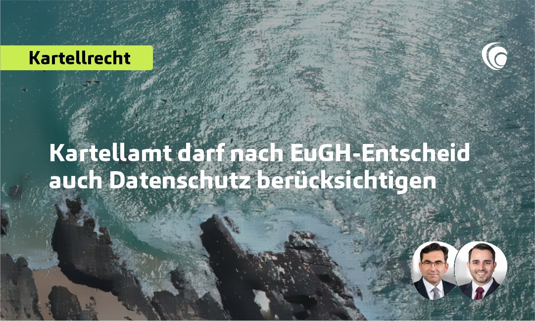 #Bundeskartellamt versus #Facebook: #EuGH entscheidet pro Kartellbehörden und erlaubt bei der Prüfung auch das Feststellen von Datenschutzverstößen ⛔️

Unsere Experten Dr. Stefan Messmer und Armin Mozaffari Jovein erläutern die Auswirkungen ▶️bit.ly/3O2J5Mx

#dsgvo