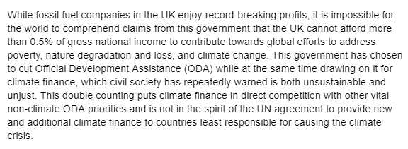 Strong condemnation from UK civil society of @RishiSunak-led government's failure to stay on track with its international climate finance pledge

If wealthy countries want the plaudits that come with 'climate leadership', they have to pay up! #PolluterPays
👇