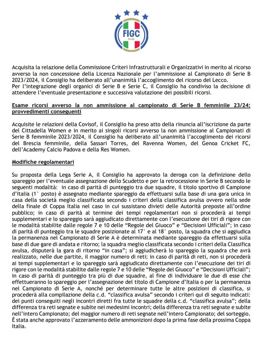 Iscrizione ai campionati: le news sulla Serie B femminile 23-24 - Calcio  femminile italiano