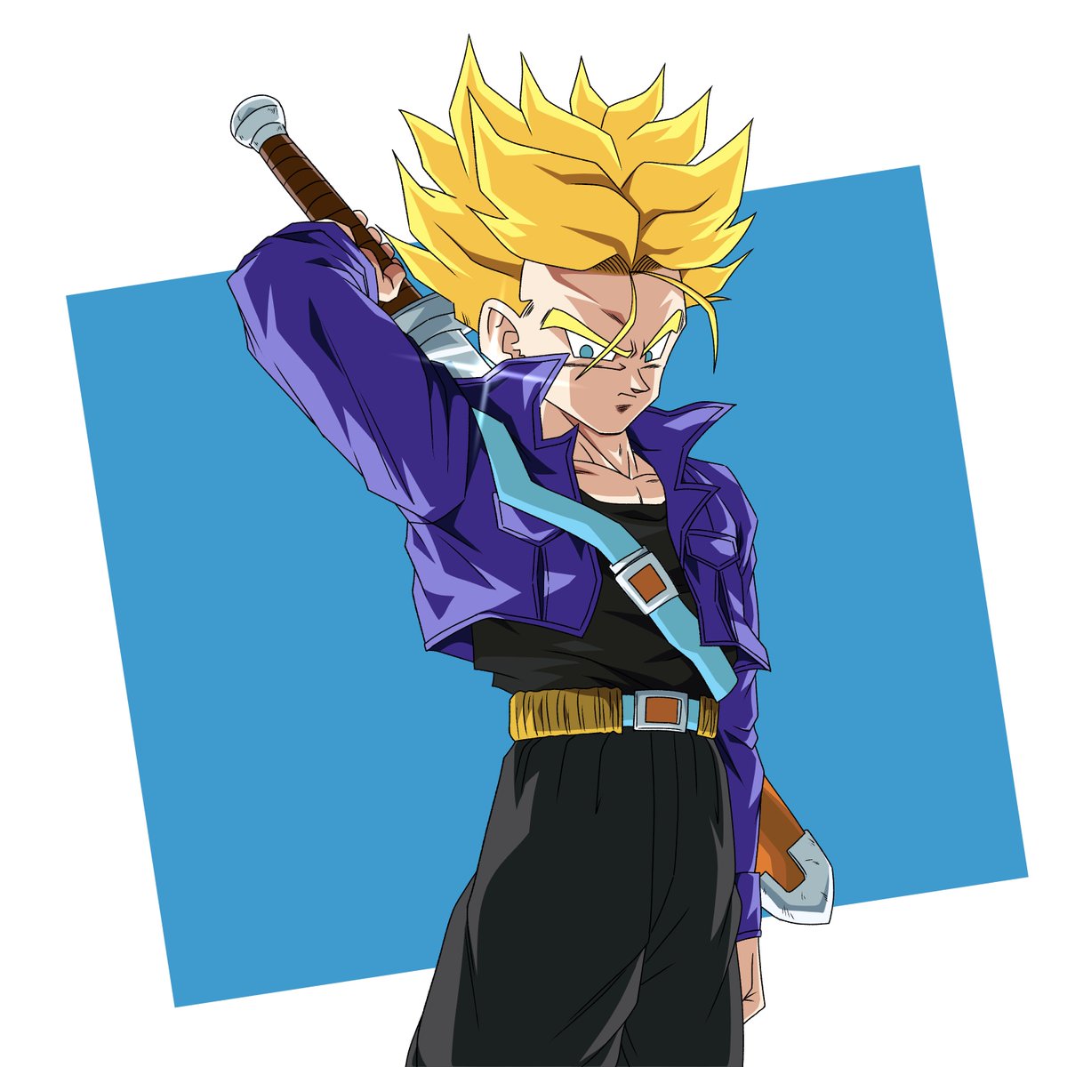 trunks (dragon ball) 1boy weapon blonde hair male focus super saiyan sword solo  illustration images