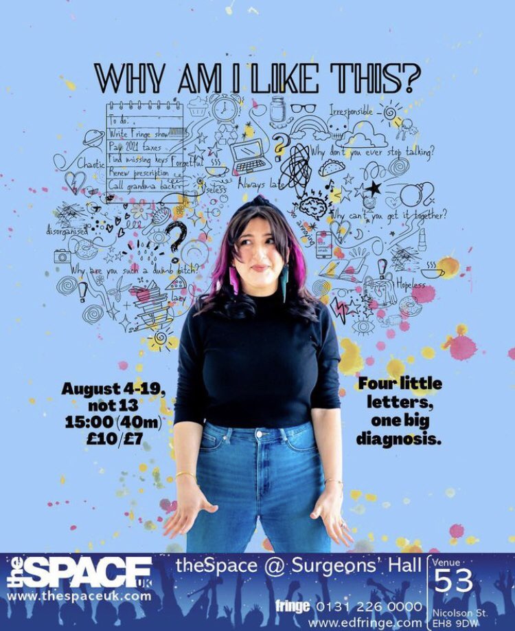 HOTF_EDINBURGH's tweet photo. Humans of the Fringe: The people’s story. Nicole Nadler - #edfringe #humansofthefringe #edinburgh #ADHDawareness @theSpaceUK @edfringe https://t.co/rC2Epe5bB4