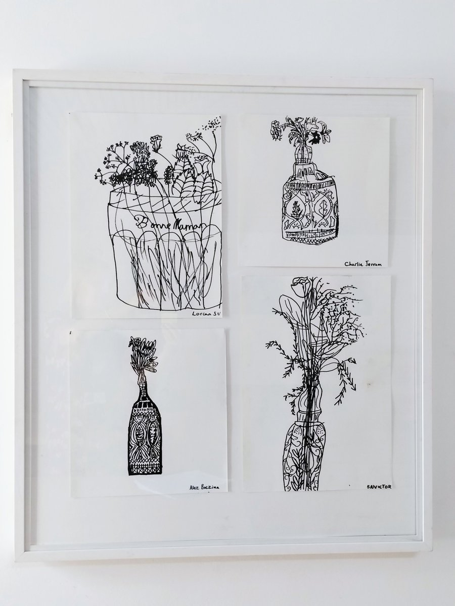 This week's SH Art of the Week-pen drawings of flowers by Lorcan, Victor, Alex &amp; Charlie. All in F5. #art #display #celebration