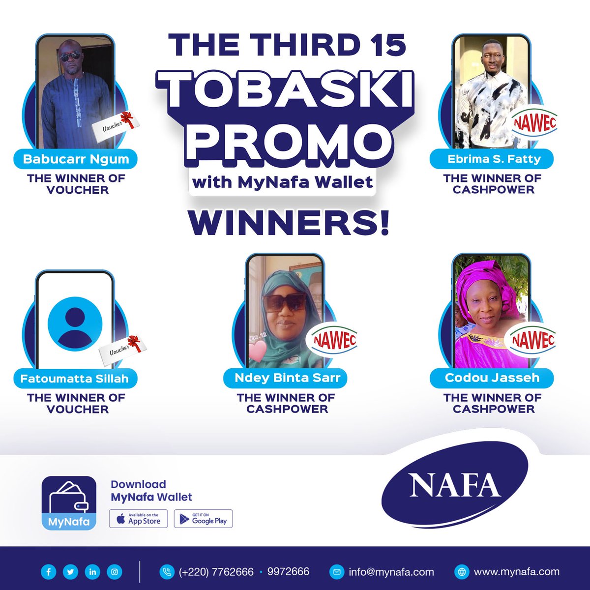 nafagambia's tweet photo. The Tobaski Promo was an exciting journey to embark on !
Thank you to every one for participating .
We want to let our customers know there is more to come. Keep using MyNafa Wallet and enjoy the unlimited rewards that come with it .
#Mynafa #Nafa #gaawtehwoor #tobaskipromo https://t.co/xQeNbQvR9U