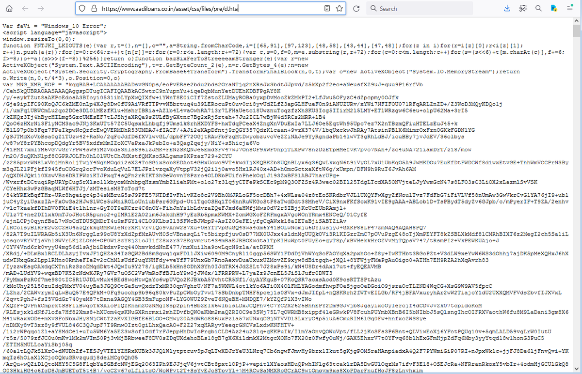 StopMalvertisin's tweet photo. #SideCopy #PreBot

ITW: https://www.aadiloans[.co[.]in/asset/js/files/pre/
Presentation/.zip
367d81b92b112d7879ef8d5fc3003e14

Presentation pptx.lnk
dc879826946dcdb0cdfd581746e44d5e 

https://www.aadiloans[.co[.in/asset/css/files/pre/ ->
d.hta
51506311fe961003857c7bef7cdebcc4 https://t.co/UugK3BlbDz