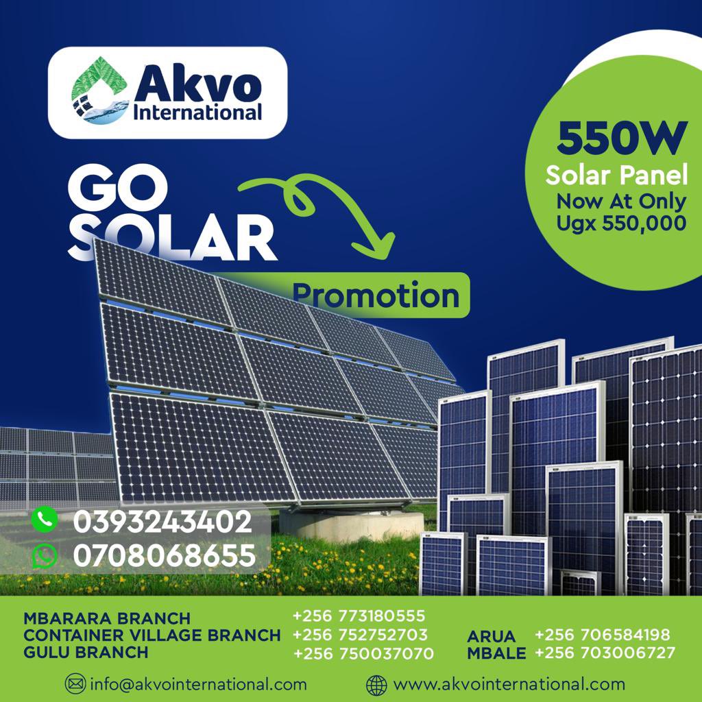 Akvointltd's tweet photo. "🌞 Harness the power of the sun with AKVO International's top-notch solar panels! 💡 Now available at discounted prices, it's never been easier or more affordable to go solar! 

https://t.co/rHfe1AW4rm. Tap the link to chat with us on Whatsapp

☀️🌍 #CleanEnergy #GoGreen #Solar https://t.co/tkqHoeJh8Y