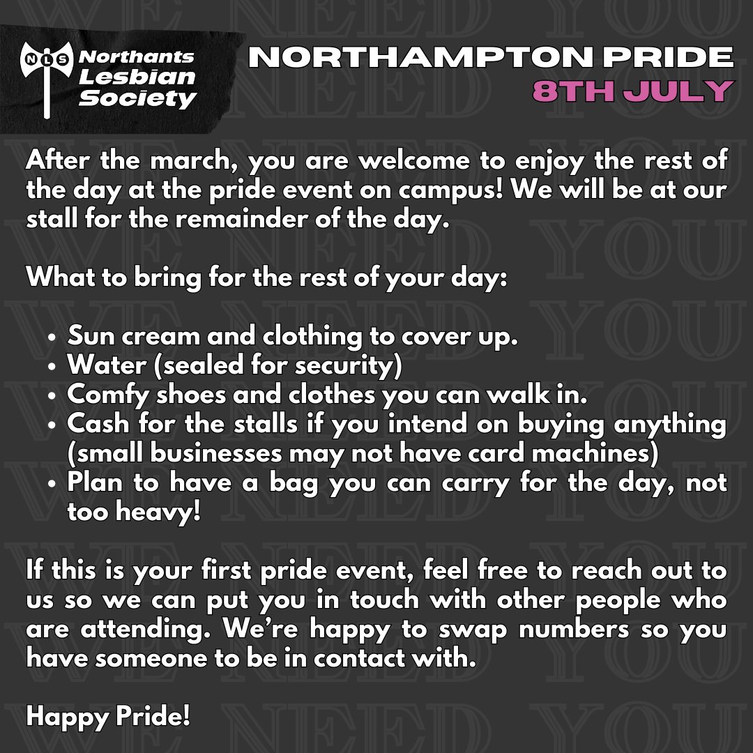 Northampton Pride is TOMORROW! Here's our plan for the day. See you there! 🌈