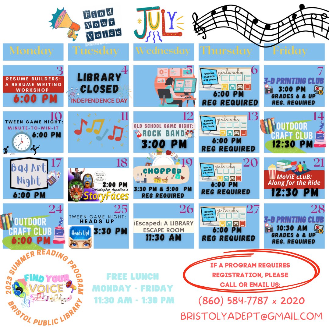 BPLTeenDept's tweet image. Join us next week for more free fun! Don&apos;t miss out on these awesome programs for teens, tweens and in-betweens (GRADES 6 &amp;amp; UP) here at the library next week and all month long!
.
.
.
#summerreading2023 #freesummerfun☀ #freelibraryprograms #youngadultprogramming #familyfun