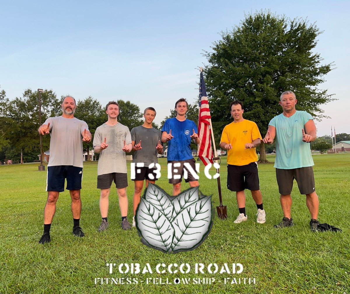 F3ENC's tweet photo. #FullOutFriday with 62 #f3enc PAX for #fitness:

17 @ #ovaloffice
5 @ #watchtower (4 @heavy_drop_training)
6 @ #broga
6 @ #tobaccoroad 
4 @ #shieldlock 
7 @ #spicystallions #blackopsrun 
9 @ #theflagship for #crucible 
8 @ #firstaid 

22 for #fellowship @ #irishcoffeeteria https://t.co/73Eu1bbJkh