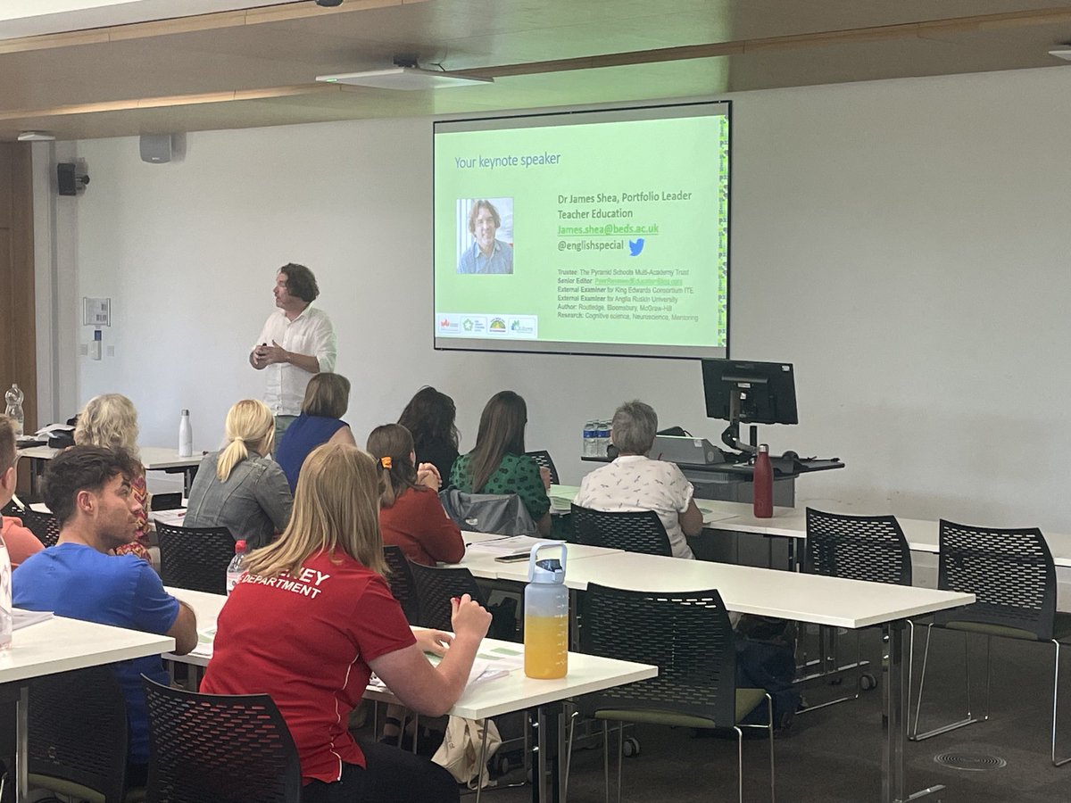⁦<a href="/englishspecial/">Dr James Shea</a>⁩ leading a keynote on mentoring at our 8th annual mentor conference ⁦@UoB_TE⁩ ⁦<a href="/uniofbeds/">uniofbeds</a>⁩ 👍