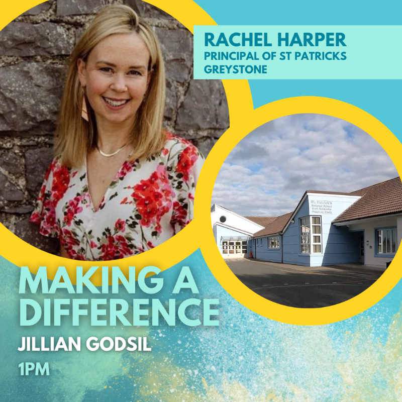 dublincityfm's tweet photo. On #MakingADiffernce today at 1pm, Jillian Godsil chats to Rachel Hunter, principal of St Patricks NS Greystones. Tune in to hear about the community-led programme that helps children, parents and teachers cope with anxiety, which Rachel is spearheading. https://t.co/h9GH0oKl9F