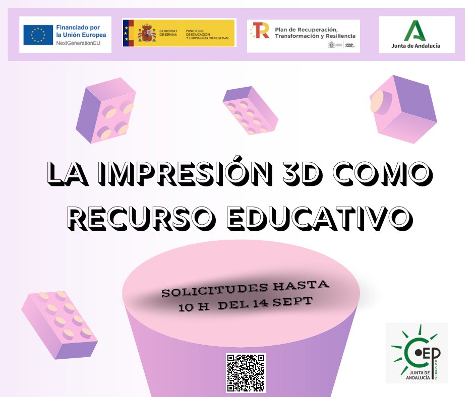 CEPdeCadiz's tweet photo. Otro de los avances de formación para el curso 2023/24, tras el éxito de la edición del presente curso, adelantamos su inicio para poder implantar en el aula desde el primer trimestre: LA IMPRESIÓN 3D COMO RECURSO EDUCATIVO @FormacProfAnd Inscripción: https://t.co/iJLHDmfP11 https://t.co/0xXsKQPVkd