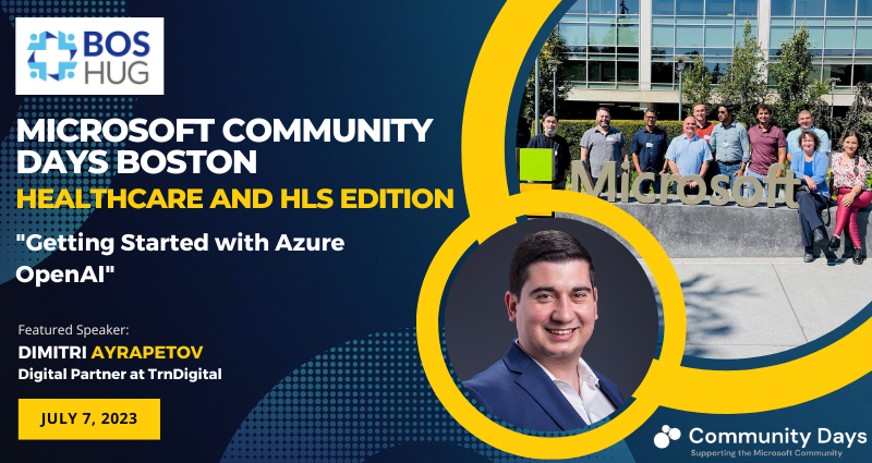 boston_hug's tweet photo. It's time to explore Azure OpenAI with Dimitri Ayrapetov. Let's unravel the future of AI together! 🚀
#MSCDBOS #HealthTech #CommunityLuv #OpenAI #ChatGPT #GPT4 #Azure #Healthcare https://t.co/6x2Ti9T2nD