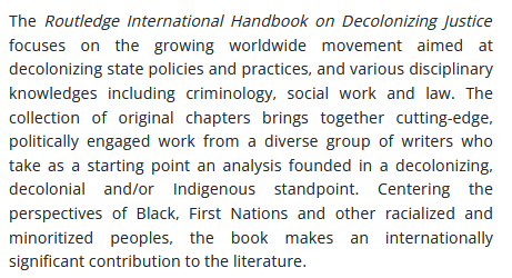 INFOLEKIOSK's tweet photo. @ChrisCunneen1 @AntjeDeckert @amanda_j_porter @jtaur1 Description:
"..an analysis founded in a #decolonizing, #decolonial and/or #Indigenous standpoint. Centering the perspectives of #Black, #FirstNations and other #racialized and #minoritized peoples..." https://t.co/QSOz9wxImC
