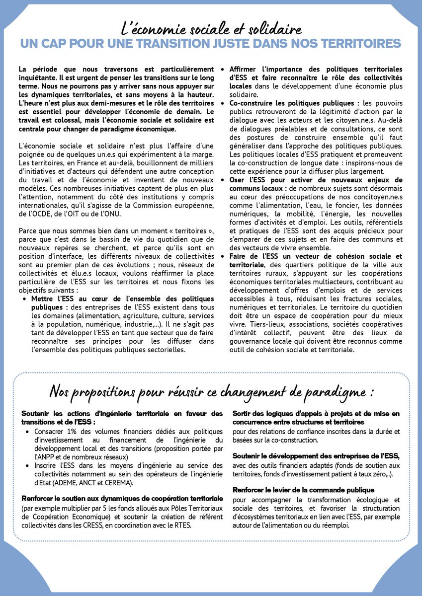 SebVincini's tweet photo. ✍️ Je suis signataire de la tribune « L’économie sociale et solidaire, un cap pour une transition juste dans nos territoires » - @ReseauRTES

Pour réaffirmer le rôle majeur de l’#ESS dans nos territoires et en faire un véritable vecteur de justice sociale et de cohésion territoriale.👇