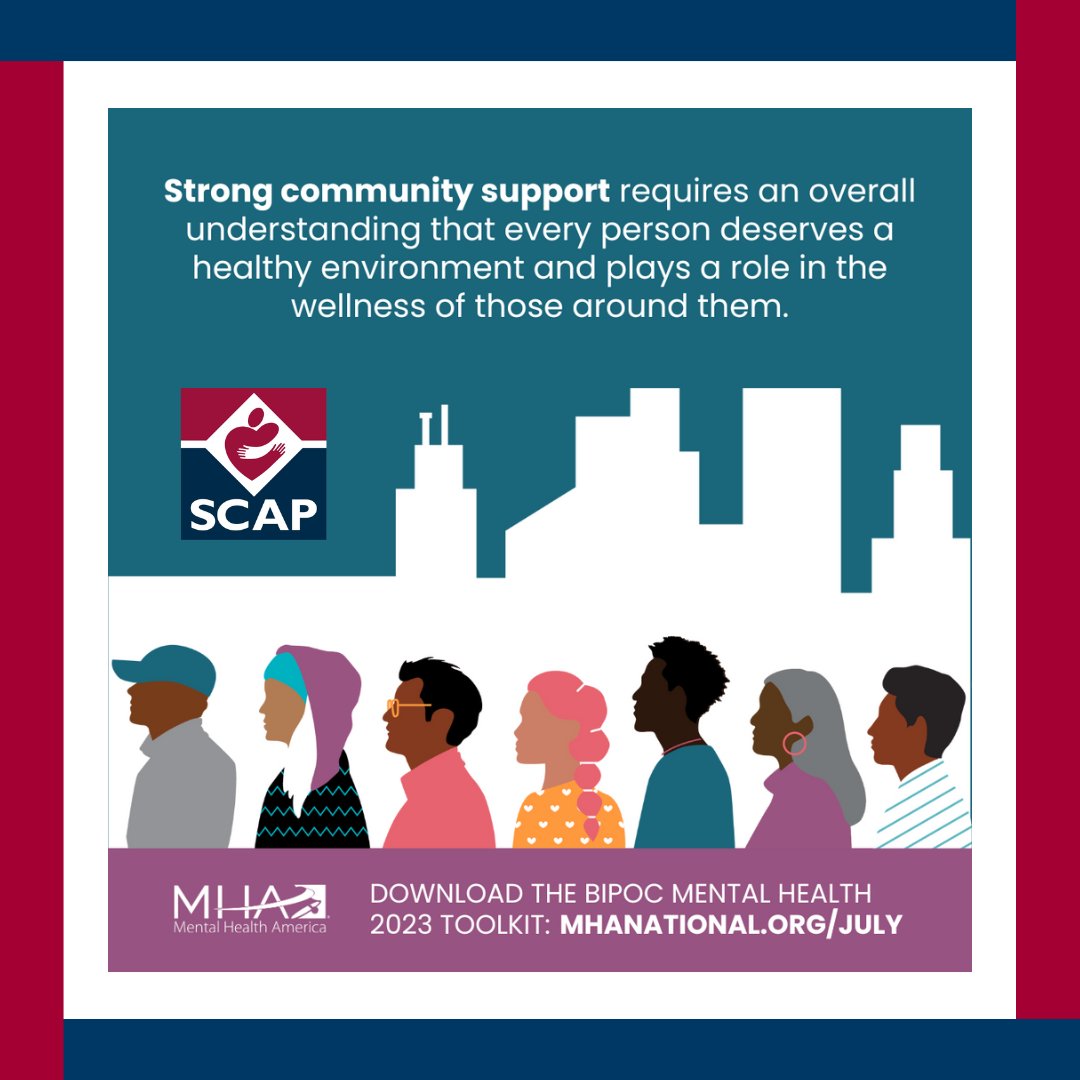 SCAPNY's tweet image. July is Bebe Moore Campbell National Minority Mental Health Awareness Month. Strong community support requires an overall understanding that every person deserves a healthy environment and plays a roll in the wellness of those around them.