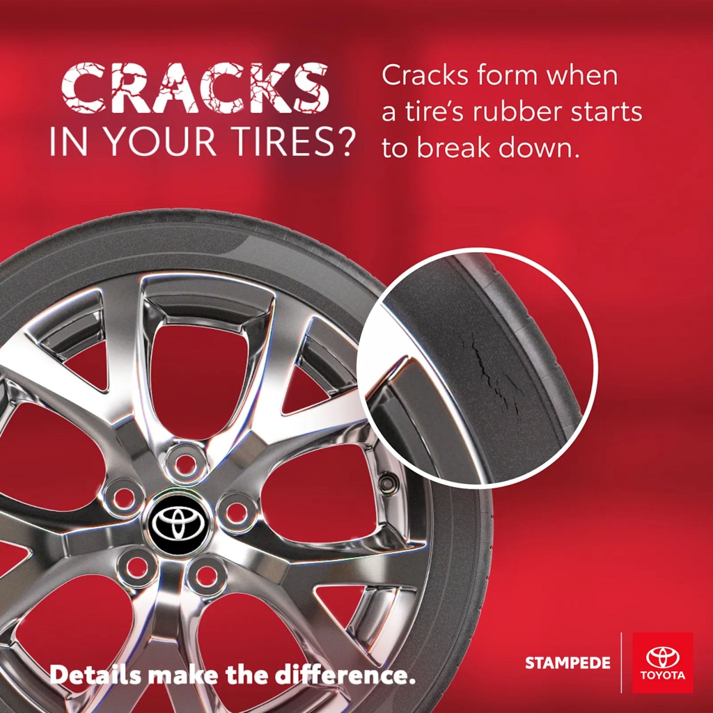 Are you keeping an eye out for tire cracks? 🤔 At Stampede Toyota, your safety is our priority, so we want to remind you of an essential tire check: look for cracks! 🔍🔎

stampedetoyotacalgary.com/schedule-car-m…

#StampedeToyota #TireSafety #TireInspection #CrackCheck #StaySafeOnTheRoad