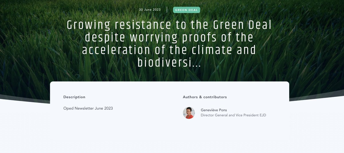 Growing resistance to the #GreenDeal despite worrying proofs of the acceleration of the #climate and #biodiversity crises. ✍️ @genevieve_pons Read the editorial from our last newsletter here: europejacquesdelors.eu/news/growing-r… #environment #sustainable #climatechange #backlash