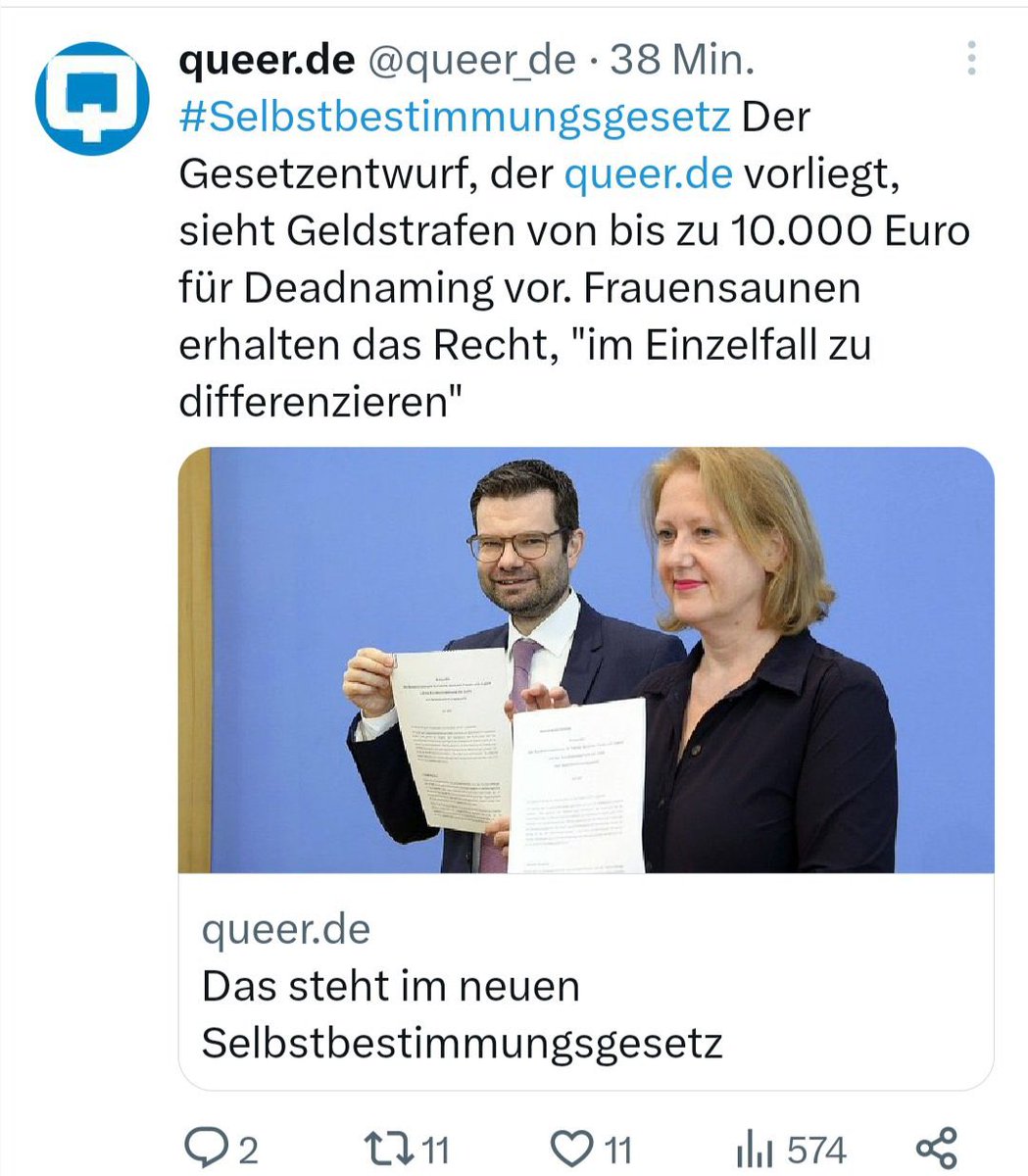 roseWeCanWoman's tweet photo. 10.000€ Strafe wenn man einen Mann Mann nennt.
250.000€ Sanktionsstrafe wenn man einen Mann Mann nennt.
Gesetze die auf Glauben beruhen sind in Deutschland nicht zulässig… eigentlich
#Selbstbestimmungsgesetz
#transisTrend
#FrauenSagenNein https://t.co/npEIBlZAJR