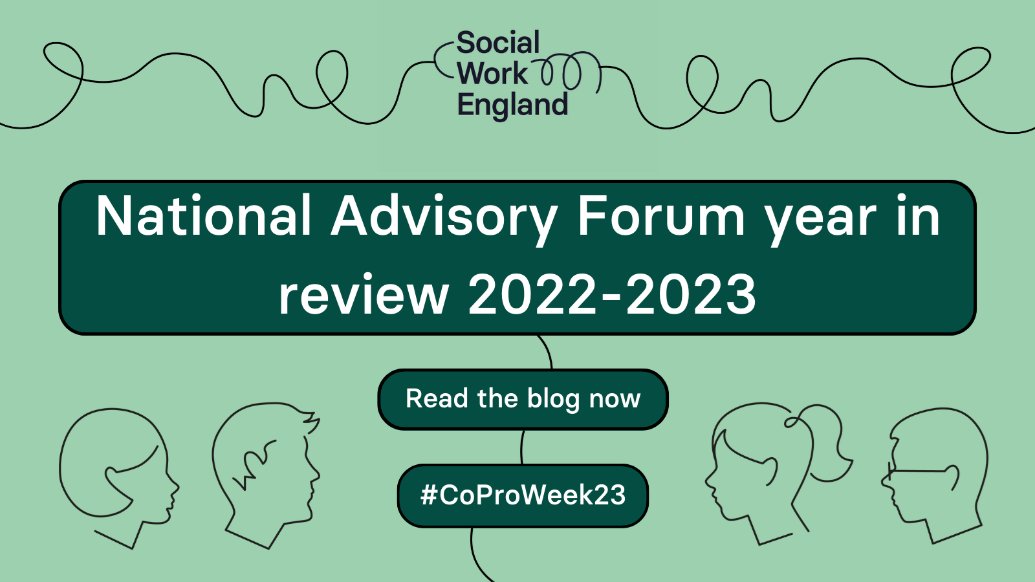SocialWorkEng's tweet photo. As #CoProWeek23 closes we look back at our last business year working with the National Advisory Forum members and what we have achieved through co-production.
Read the blog: https://t.co/NhQ5XSZ4Qu https://t.co/V4w0LuJJEU