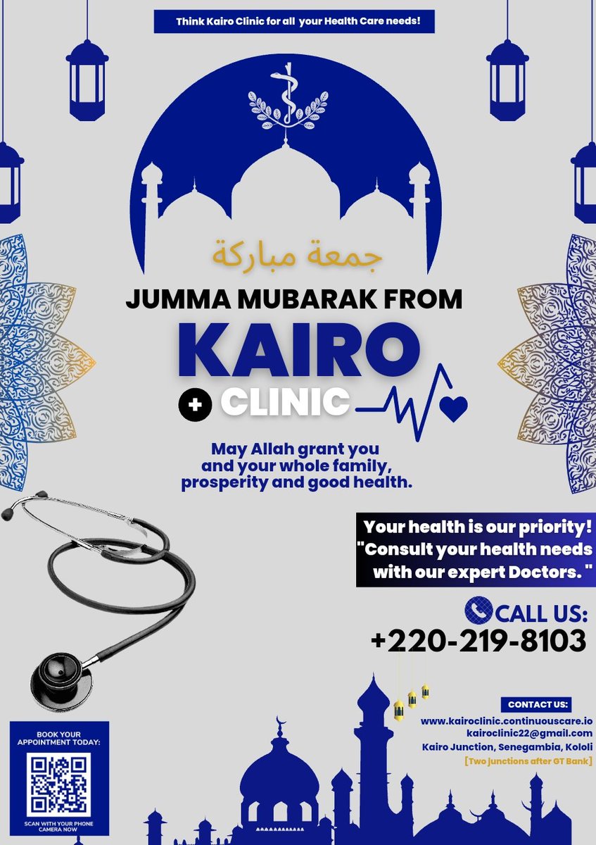 kairoclinic's tweet image. Jumma Mubarak From Kairo Clinic

Wishing you and your family, prosperity and good health.

#KairoClinic #KairoClinicCares #QualityHealth #TGIF #HealthyGambia