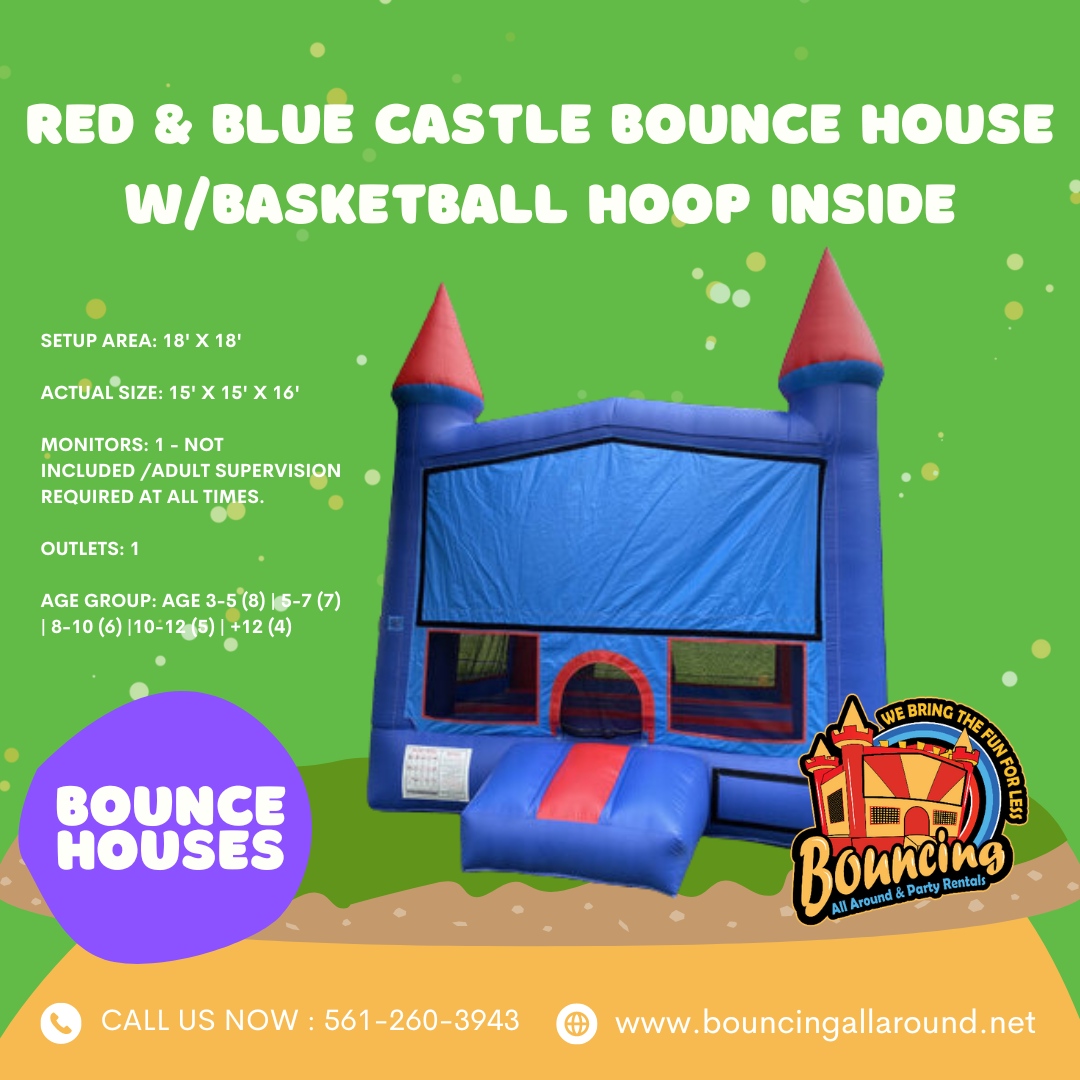 AroundBouncing's tweet photo. Step into a whimsical wonderland with our Red &amp; Blue Castle Bounce House! 🏰🏀 

Let your imagination soar as you slide and slam-dunk like royalty! 

#CastleHoops 

🌐 https://t.co/iYOYZ6gIvj https://t.co/ktoLXLQEWF