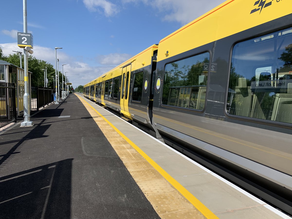 BREAKING: The first of the region's publicly owned battery powered trains began final testing today, running between Kirkby and the new Headbolt Lane station #newtrains #class777