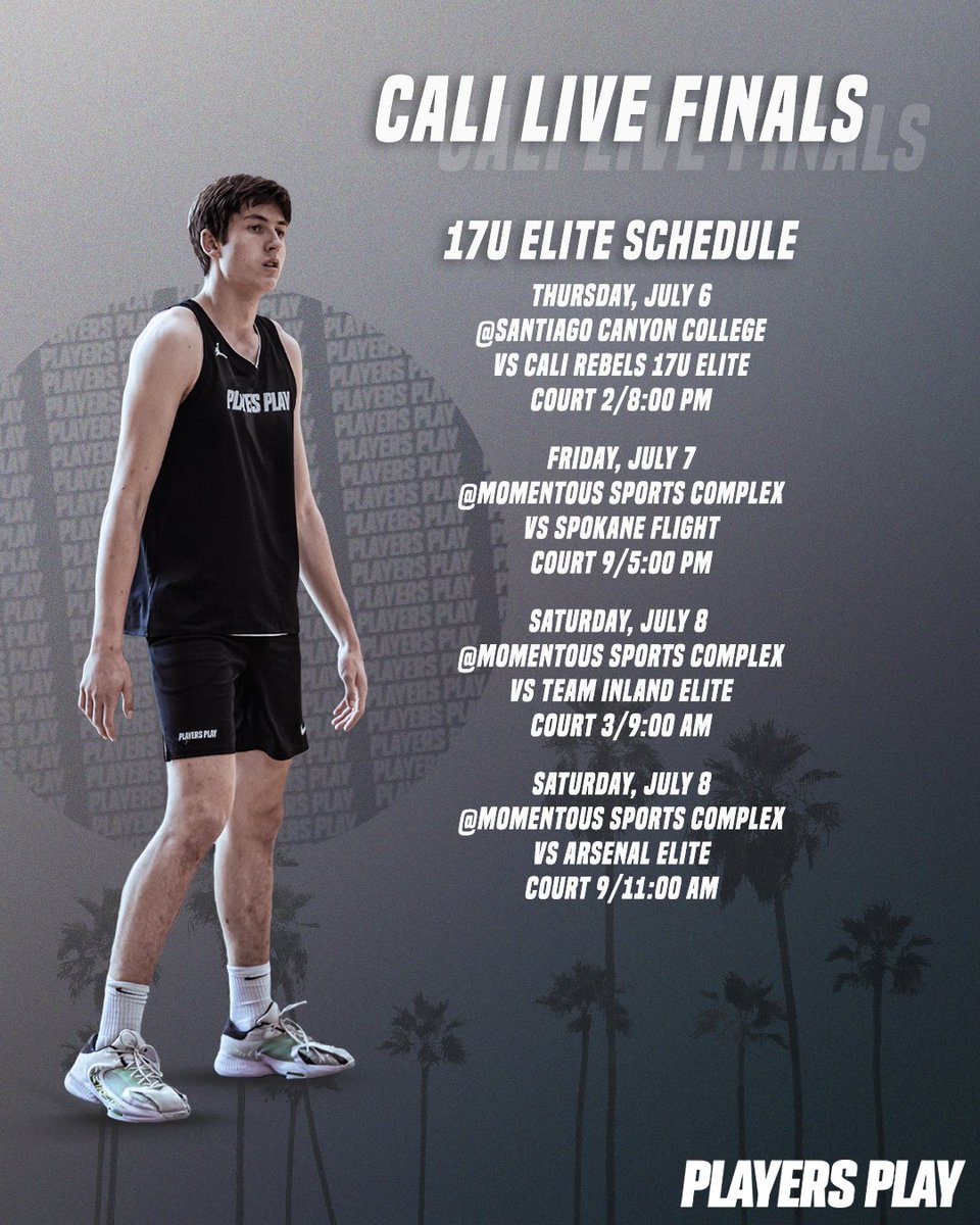 Playersplayca's tweet photo. Players Play 17u Elite 

CALI LIVE SCHEDULE https://t.co/QXID5WdthX