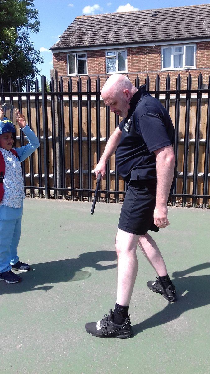 Pc Hamilton demonstrating his baton skills!  <a href="/St/">stefanT</a> Elpheges School Wallington