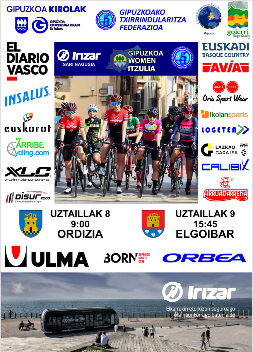 GTxF_'s tweet photo. Bihar hasiko da‼️
🔵 #GipuzkoaWomenItzulia🔵
Bi etapa izango ditu🚴🏻♀️:
● Uztailak 8 ORDIZIA📍 --> 09:00
● Uztailak 9 ELGOIBAR📍 --> 15:45
#Badator #GipuzkoaItzulia #txirrindularitza #emakumeak #GipuzkoaKirolak https://t.co/xHCcQPROgb