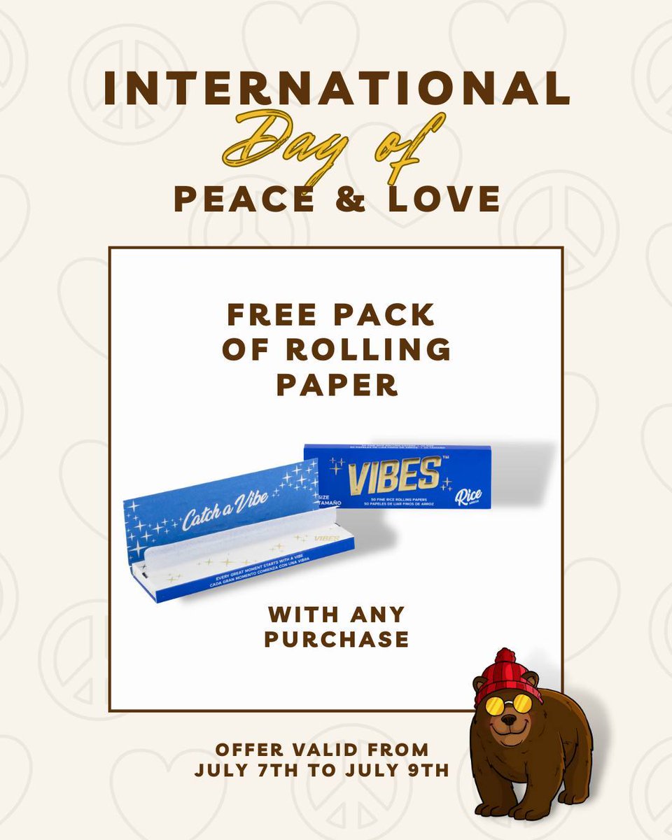 ShmokeyShop's tweet photo. ️✌️ Spread the peace and love on this special day! ✨ Get free rolling papers with any purchase at Shmokey's Smoke Shop. Roll up and enjoy the good vibes. 🚀 #PeaceAndLoveDay #RollingPapers #ShmokeySmokeShop #VeteranOwned #OldEastDallas #Dallas #Lewisville #TX https://t.co/8i1T9nePfI